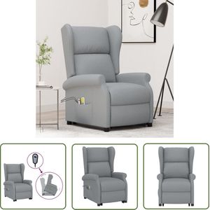 The Living Store Sta-op-massagestoel stof lichtgrijs - Sta-op Massagerstoel - Elektrische Massagestoel - Ergonomische Stoel - Lounge Stoel - Leesstoeltje