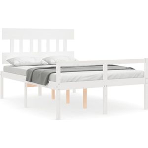 VidaXL Bedframe Hoofdbord Massief Hout Wit 120x200 cm