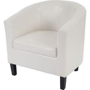 Fauteuil Newport T379, loungestoel clubzetel, kunstleer ~ wit