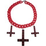 Ripper Merchandise LTD - KF - Rode ketting met zwarte petruskruizen