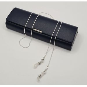 Dames zilverkleurige brillenketting met en reserve rubberen lussen. Inclusief twee hoogwaardige microvezel doekjes / brillenkoord dames / brilkoordje kraaltjes / briltouwtje / ketting voor zonnerbril / cordon de lunettes / Aland optiek 017