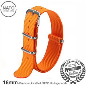 Stijlvolle 16mm Premium Nato Oranje Horlogeband: Ontdek de Vintage James Bond Look! Perfect voor Mannen, uit onze Exclusieve Nato Strap Collectie!