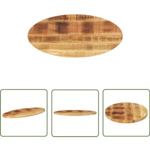 The Living Store Tafelblad ovaal 100x50x2,5 cm massief mangohout - Mangohouten Tafelblad - Tafelblad Vervangen - Rustic Design - Vintage Tafelblad - Landelijke Tafel