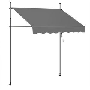 ComfyCribs Zonnescherm – Zonneluifel - Klemluifel - Verstelbaar - Klem-zonwering - Zonnescherm Balkon - Zonder Boren - Handmatig - anthracite- B 300 cm x L180 cm x H 200/300 cm