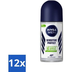 Nivea - Men - Deodorant - Roller - Sensitive Protect - 50 ml - Voordeelverpakking - 12 stuks