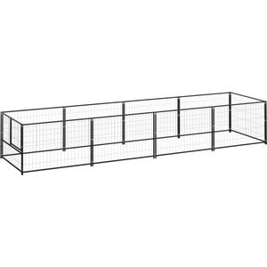 The Living Store Hondenkennel - Grote buitenren - 400 x 100 x 70 cm - Zwart staal