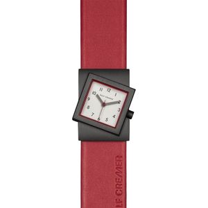 Rolf Cremer Turn S - horloge - dames - rood - zwart - titanium - kalfsleer - cadeautip