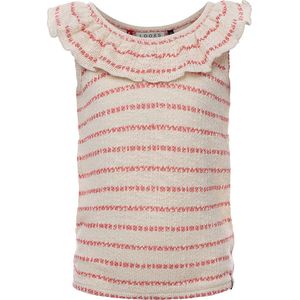 LOOXS Little 2312-7150-228 Meisjes Blouse - Maat 98 - ecru streep van 50% Cotton 50% polyester