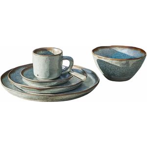 LOBERON Servies set van 30 Biarré turquoise/bruin
