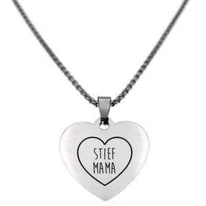 Ketting RVS - Hart - Zilver - Stiefpapa