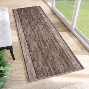 Tapiso Antislip Rubber Vloerkleed Bruin Gang Rubbermat Tapijt Maat- 100x1300