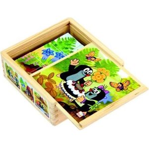 Mevrouw Mol houten blokjespuzzel 9 blokjes Blokkenpuzzel 6 afbeeldingen Kinder puzzel vanaf 4 jaar - Oefen met inzicht - Educatief speelgoed - Hout kleine Mol