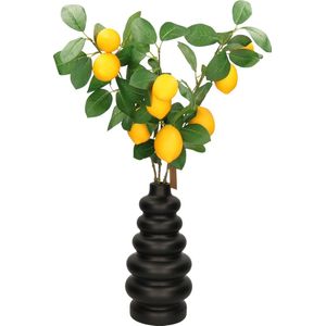 Dijk Natural Collections Kunstbloem citrusfruit tak citroen - 2x - 74 cm - geel - losse steel - Kunst zijdebloemen