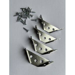 4 stuks metalen Hoekbeugel - Hoeksteunen - Versterkingshoek - incl. 20 schroeven - Hoekanker - Trapeziumvormige Beugel - Hoekijzer -