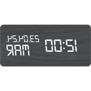 Wekker Houten Thermometer - Zwart Hout met Temperatuurweergave