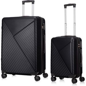 Ibiza Reiskofferset 2-delig - 39 en 93 liter - Handbagage en Ruimbagage - Zwart - Met Ingebouwd TSA Slot - Voor Vakanties en Weekendtrips