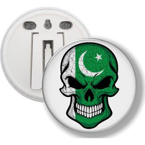 Button Met Clip - Schedel Vlag Pakistan