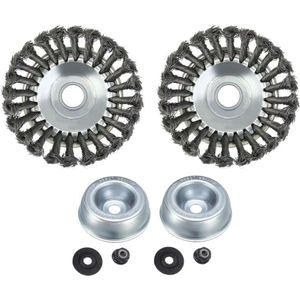 2 x Ontroestende Staaldraadborstelkop 15 cm - Onkruidborstel met Adapterset voor Bosmaaier