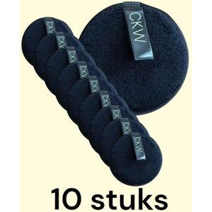 CKW Herbruikbare Zwarte Make-up Remover Pads - 10 Wasbare Organische Katoenen Rondjes - Gezichtsreinigingsdoekjes - Make-up Verwijderingsdoekjes voor Alle Huidtypes