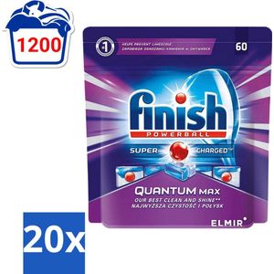 Finish Powerball - Quantum MAX - Vaatwastabletten - Reiniging & Glans - 60 Tabletten - Bulkverpakking - 20 stuks