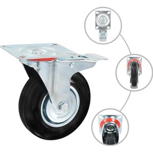 vidaXL Zwenkwielen Set 125mm - Sterk en Wendbaar Zwenkwielen - Rolwielen - Rubberen Wielen - Zwaar Belastbare Wielen - Keukenwielen