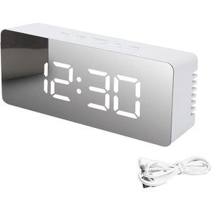 Nieuwe modellen voor 2025 Digitale wekker, groot LED-scherm, Vaderdagcadeausspiegelklok met snoozefunctie, instelbare helderheid, geschikt voor thuis, slaapkamer, woonkamer, kantoor, reizen，Cadeau voor vader (wit)
