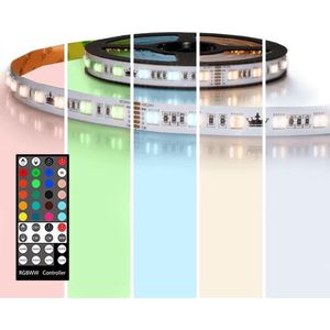 Led strip 10 meter RGBWW Premium 600 leds- Complete set spatwaterdicht