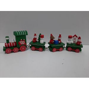 Kerst trein met wagons in groen 23cm lang