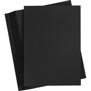 Gekleurd Karton, A4, 210x297 mm, 180 gr, zwart, 100 vel/ 1 doos | Knutselpapier | Knutselkarton