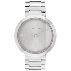 Calvin Klein CK25200289 CK ECCENTRIC Unisex Horloge - Mineraalglas - Staal - Zilverkleurig - 38 mm breed - Quartz - Vouw/Vlindersluiting