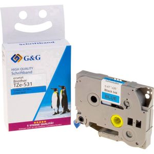 Labeltape G&G 14956 Compatibel vervangt Brother TZe-531 Tapekleur: Blauw Tekstkleur: Zwart 12 mm 8 m