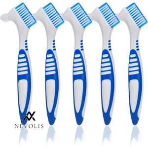 Nevolis Denture Cleaning Brush 5 Pieces - Toothbrush for Teeth Cleaning Multi-layer Brushes Portable Brush for Cleaning False Teeth .