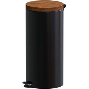 ALDA Excellent, Design pedaalemmer – 20L - 45xØ30 cm – Zwart/Bruin – prullenbak – afvalbak - vuilnisbak