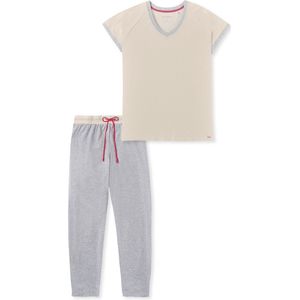 Schiesser Pyjama lange broek - 408 Grey/Beige - maat 40 (40) - Dames Volwassenen - Katoen/Modal- 181241-408-40