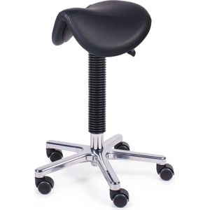 MTM zadelkruk ATLA 200-A – ergonomisch zadel smal – kunstleer – alu kruisvoet – wielen – zwart – 51/71 cm