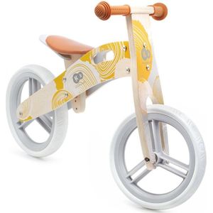 Kinderkraft RUNNER - Houten loopfiets - 12 inch wielen - Bel, tas - Geel