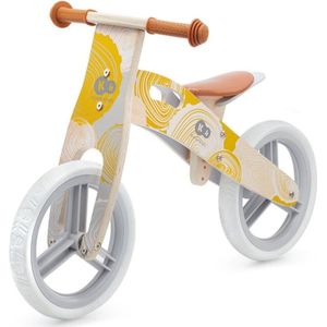Kinderkraft RUNNER - Houten loopfiets - 12 inch wielen - Bel, tas - Geel