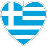 Hangdecoratie hart Griekenland14 cm - Griekse vlag EK/WK landen versiering