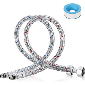 Flexibele slang roestvrij staal 3/8 - 80 cm - PTFE-band - keukenbadkamerkranen boilers