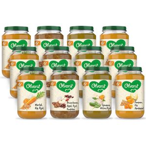 Olvarit Variatiemenu Babymaaltijd 6+ Maanden – Versie 1 - 4 Smaken – 12 x 200g