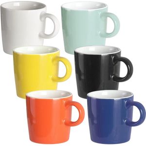 Mini Porseleinen Espressokopje 120 ml Kleine Koffiekopjes Demitasse voor Espresso Thee Set van 6 6 Kleuren