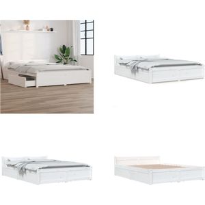 vidaXL Bedframe met lades wit 160x200 cm - Bedframe - Bedframes - Bed - Bedbodem