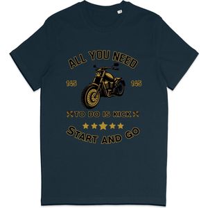 T Shirt Heren - Motorrijder - Biker - Blauw - XS