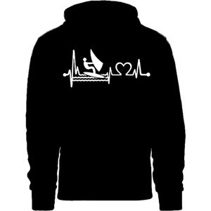 Grappige hoodie - trui met capuchon - windsurfen - surfen - hartslag - heartbeat - watersport - maat M