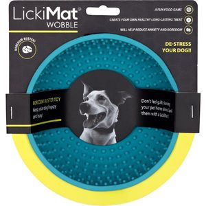 LickiMat Wobble - Hondenbak - Likmat / Anti-schrok / Slowfeeder voor Hond - Turquoise - 16 cm