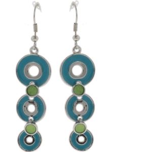 Behave Oorbellen - dames - oorhangers - blauw - groen - rondjes - 6cm