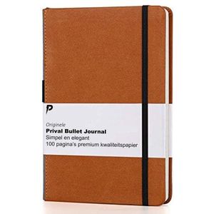 Gestippelde Bullet Journal - A5 - Met Pennenlus - Tijdschrift - Notebook - Journals - Bruin - Grijs