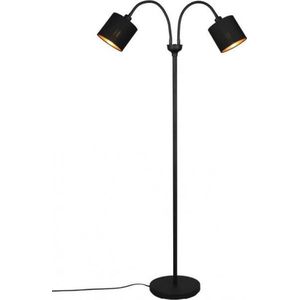 REALITY Leuchten Tommy - Vloerlamp - 2x E14 - Mat Zwart - Goud