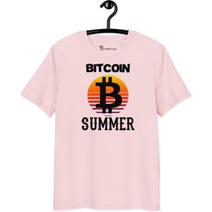 Bitcoin Summer - Unisex - 100% Biologisch Katoen - Kleur Roze - Maat 2XL | Bitcoin cadeau| Crypto cadeau| Bitcoin T-shirt| Crypto T-shirt| Crypto Shirt| Bitcoin Shirt| Bitcoin Merch| Crypto Merch| Bitcoin Kleding