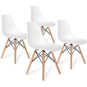 Moderne Stoelen - Eetkamer stoelen - Kuipstoel - Europees En Amerikaanse Stijl - Comfortabele Zitting - Ergonomisch - Set Van 4 - Wit